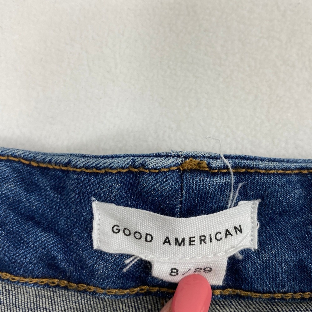 Good American Jeans Womens 8 Good Petite Straight High Rise Medium Wash Denim - Picture 3 of 12